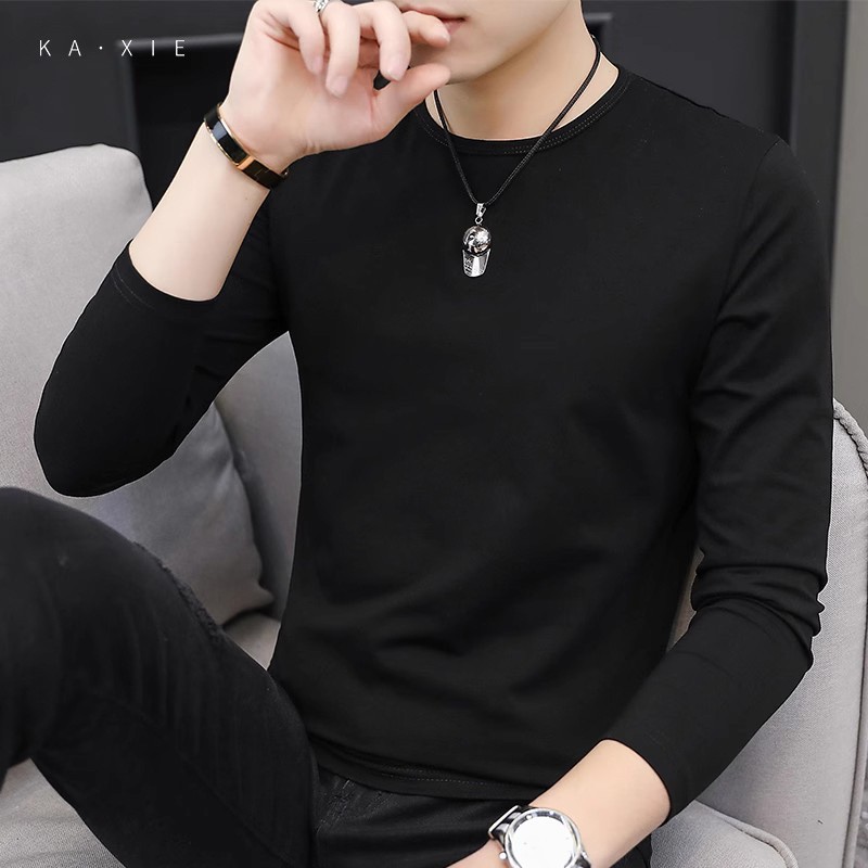 Men's round neck trendy solid color tops 40 01