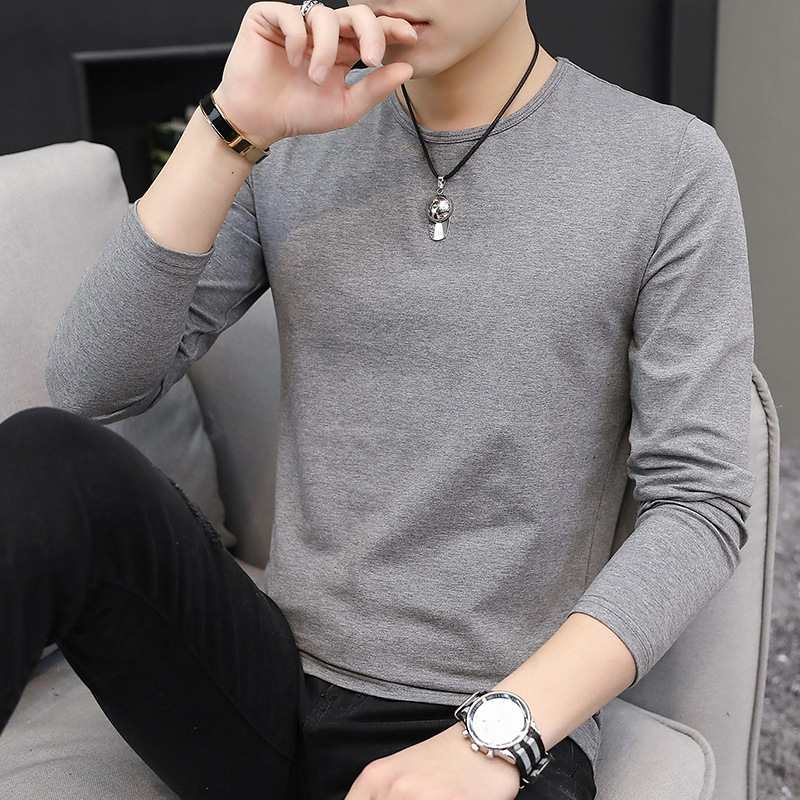 Men's round neck trendy solid color tops 40 02