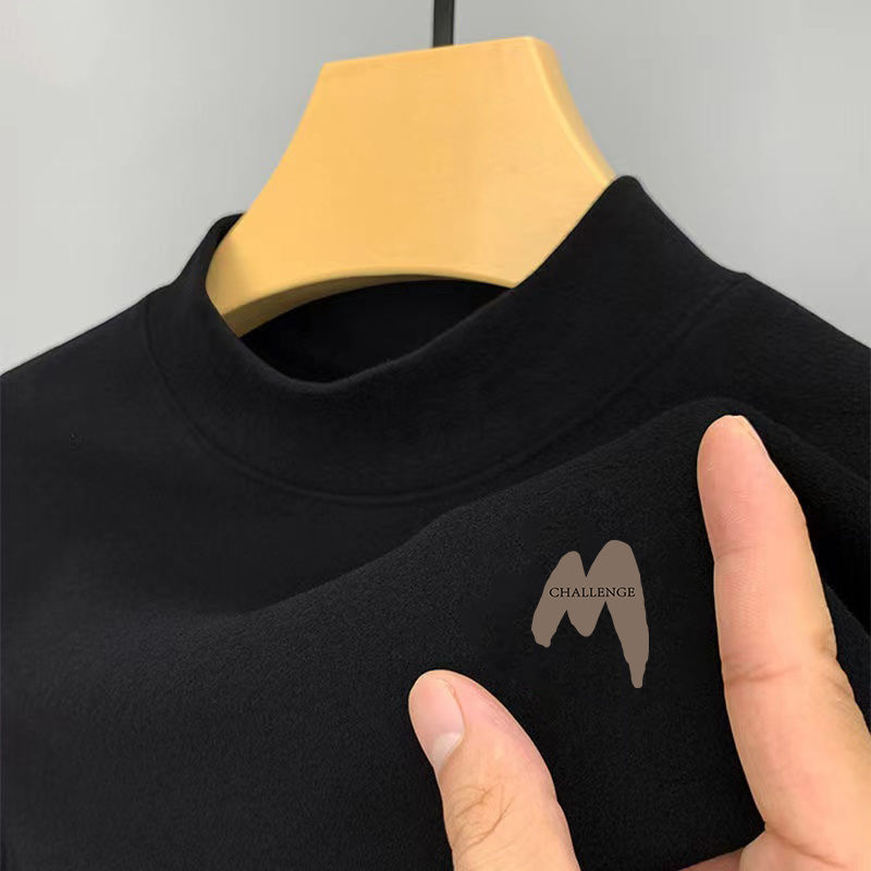 Men's slim fit warm printed bottoming shirt 34 02