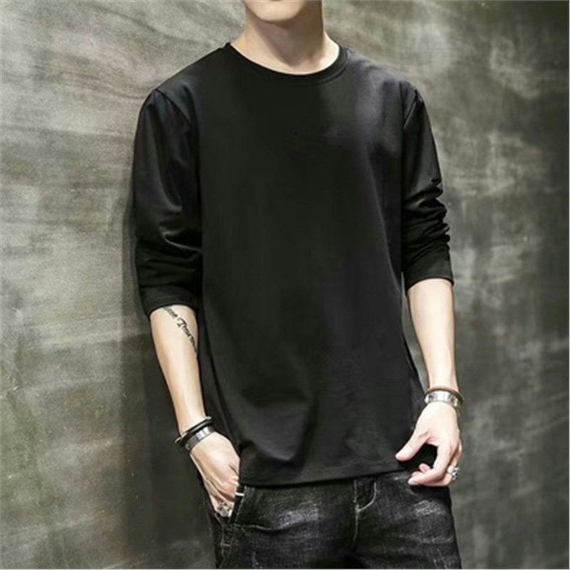 Men's autumn round neck solid color tops trendy 52 02