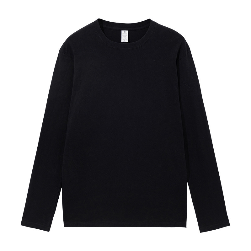 Round neck solid color long sleeve men's loose T-shirt 43 02