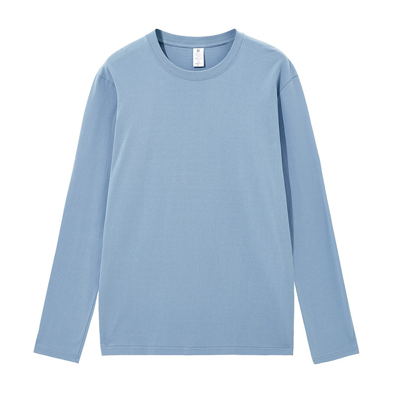 Round neck solid color long sleeve men's loose T-shirt 43 01