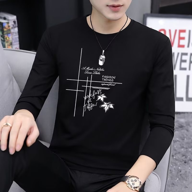 Spring and autumn men's trendy round neck tops 45 01