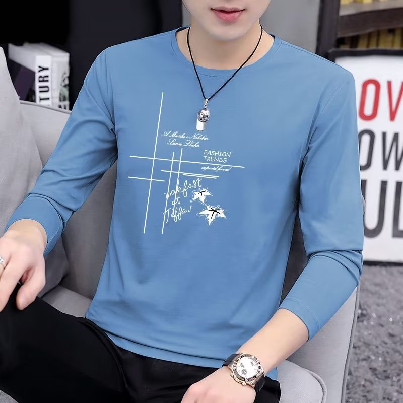 Spring and autumn men's trendy round neck tops 45