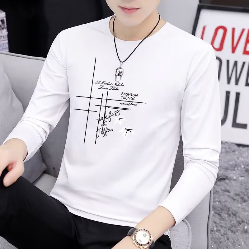 Spring and autumn men's trendy round neck tops 45 02